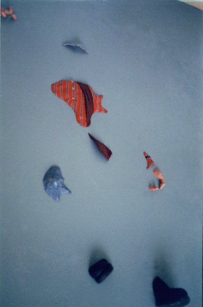 wax, pigment, cotton, leather