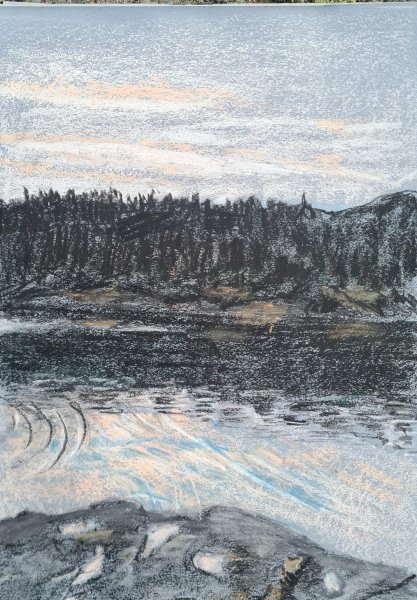 conte and chalk on paper