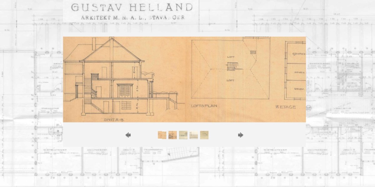 Site developed as an archive, to show the works of the architect Gustav Helland